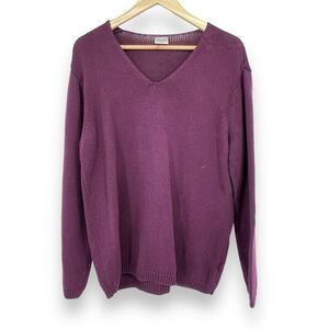 CP Shades 100% Cotton Plum Purple Neck Long Sleeve Knit Sweater Womens S